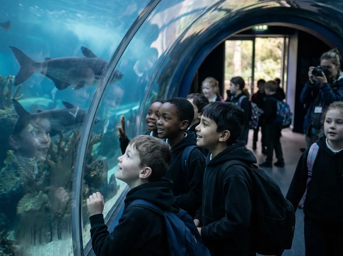 Children at an aquarium on a field trip