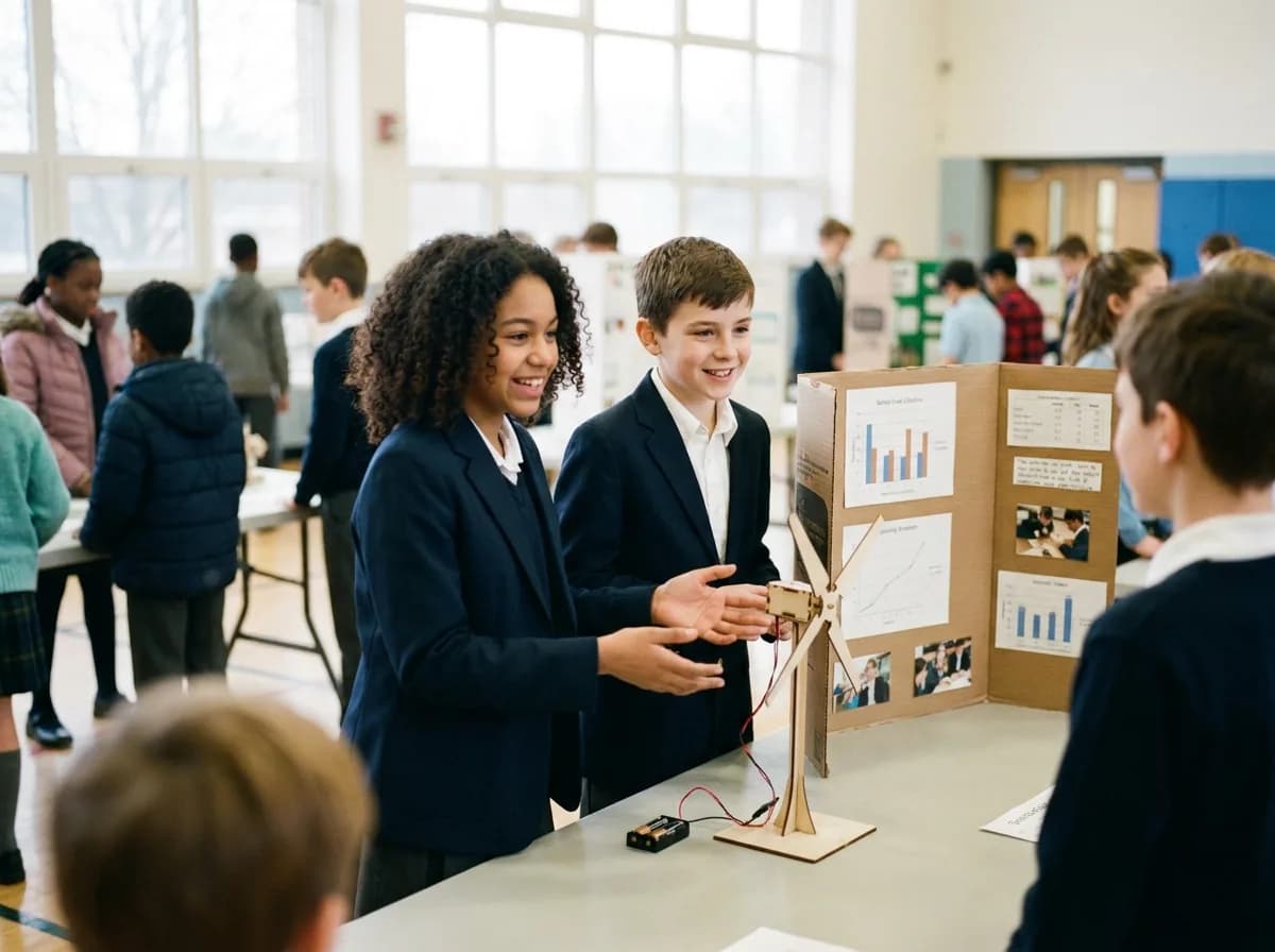 Students presenting at the science fair